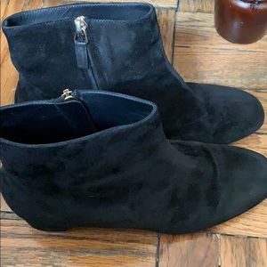 Mansur Gavriel black suede ankle boots.